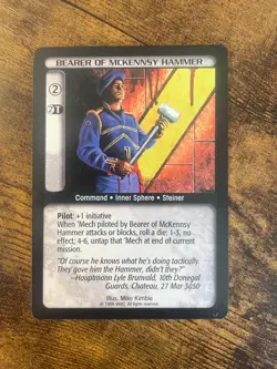 Battletech CCG TCG Trading Card Game Rare Limited Ed Bearer of McKennsy Hammer - Image 1
