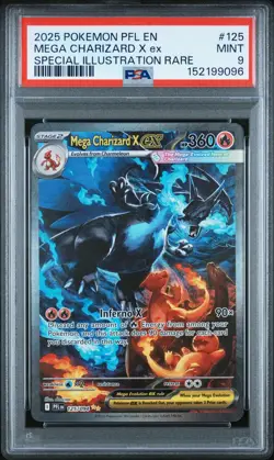 2025 POKEMON PFL EN-PHANTASMAL FLAMES #125 MEGA CHARIZARD X EX PSA 9 - Image 1