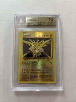 2016 Pokemon XY Evolutions Reverse Foil Holo Zapdos #42 BGS 10 (POP 3) - Image 1