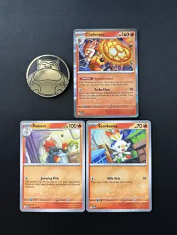 Pokemon Perfect Order Blister Pack Promos Scorbunny, Rabbit, Cinderace W/ Coin - Image 1