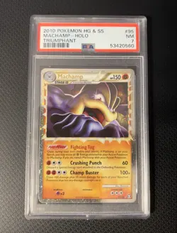 2010 Pokemon Heartgold Soulsilver Triumphant Machamp Prime Holo #95 PSA 7 - Image 1