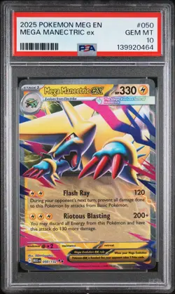 2025 POKEMON MEG EN-MEGA EVOLUTION #050 MEGA MANECTRIC EX PSA 10 - Image 1
