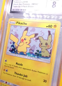 Pokemon Pikachu SM162 Team Up Black Star Promo CGC 8 - Image 2