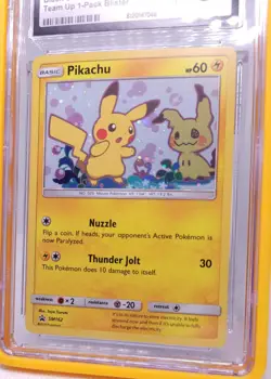 Pokemon Pikachu SM162 Team Up Black Star Promo CGC 8 - Image 3