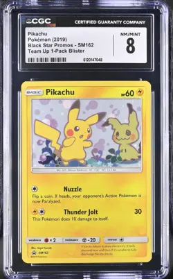 Pokemon Pikachu SM162 Team Up Black Star Promo CGC 8 - Image 5