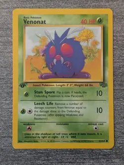 1999 Pokemon - 1st Edition Venonat 63/64 Jungle Set Non-Holo LP Vintage - 129 - Image 1