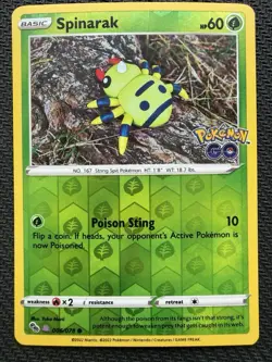 Spinarak (Peelable Ditto) UNPEELED 006/078 Pokemon GO Reverse Holo NM - Image 1