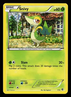 Snivy 1/12 Holo McDonald's Promo 2011 Pokemon Card - Image 1
