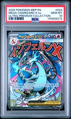 2025 POKEMON MEP EN-ME BLACK STAR PROMO #023 MEGA CHARIZARD X EX PSA 10 - Image 1