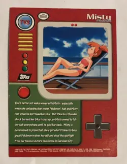 HOLO TV3 Misty 1999 Topps Pokemon TV Animation Holo Foil Black LP - Image 2