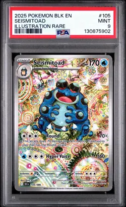 2025 Pokemon Black Bolt # 105 Seismitoad Illustration Rare PSA 9 MINT Free Ship! - Image 1