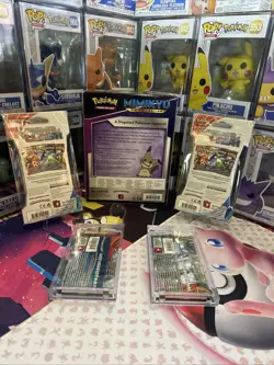 POKEMON TCG Mimikyu Premium PIN Collection +4 packs CASE INCLUDED - SEALED - Image 2