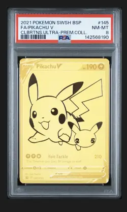 Pokemon Pikachu V SWSH145 Gold Promo PSA 8 Celebrations Ultra Premium Collection - Image 1
