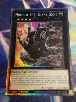Yu-Gi-Oh! TCG Number 106: Giant Hand RA04-EN066 Collector’s Rare NM/M - Image 1