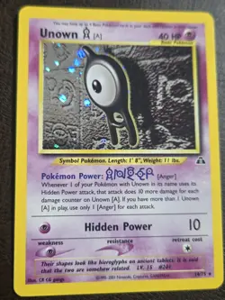 Unown [A] 14/75 Neo Discovery Holo Pokemon Card Vintage - Image 2