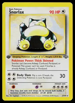 Pokemon Card - Snorlax Jungle 27/64 Rare 1st Edition - Image 1