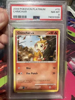 Pokemon TCG Chimchar PSA 8 (Non Holo) 2009 Pokemon Platinum #70 - Image 1