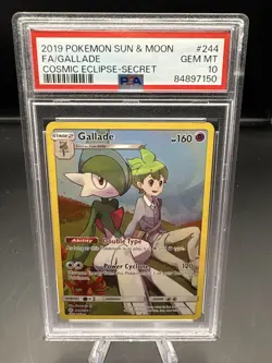 2019 Pokemon Sun & Moon Cosmic Eclipse Full Art Gallade Secret Rare #244 PSA 10 - Image 1