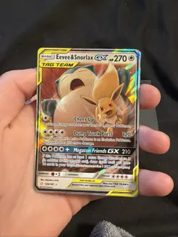 Pokemon Eevee Snorlax GX Holo Card 120/181 Tag Team TCG - Image 1