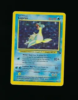 Lapras 10/62 HOLO Rare Base Set Unlimited Edition Pokemon Card 1999 WOTC - - Image 1
