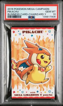 2016 POKEMON JPN STRONG CUTE PIKACHU MEGA CAMPAIGN BUSINESS CARDS PIKACHU PSA 10 - Image 1