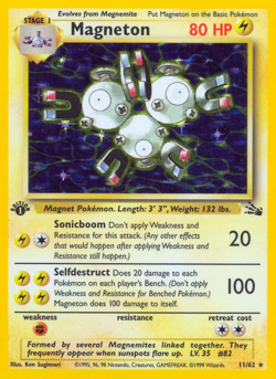 MAGNETON 11/62 HOLO RARE FOSSIL POKEMON UNLIMITED HOLO HP - Image 1