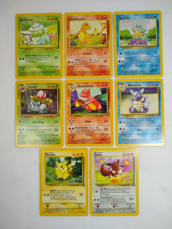 Vintage Pokemon Base Set Card Lot – Starters Pikachu Eevee Bulbasaur Charmander - Image 1