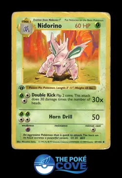 Nidorino 37/102 | Base Set Shadowless 1st Edition | Pokemon Uncommon | DMG - Image 1