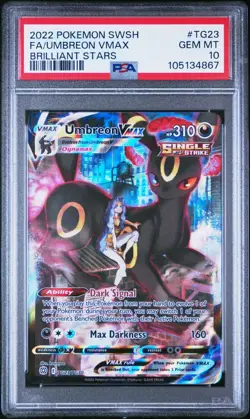 2022 POKEMON SWORD & SHIELD BRILLIANT STARS #TG23 FULL ART/UMBREON VMAX PSA 10 - Image 1