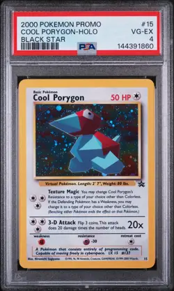 2000 POKEMON PROMO BLACK STAR #15 COOL PORYGON-HOLO PSA 4 - Image 1