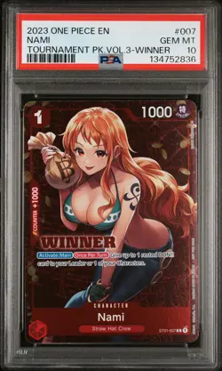 2023 ONE PIECE PROMO TOURNAMENT PACK VOL.3 WINNER #ST01-007 NAMI PSA 10 - Image 1