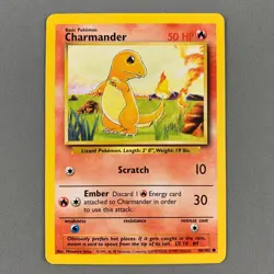 Charmander 46/102 Base Set Common Pokemon Card English Vintage 1999 WOTC LP-NM - Image 1