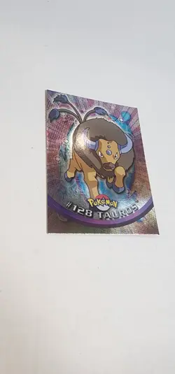 Tauros #128 Topps Pokemon Foil TV Animation Blue Logo Foil Pokemon Card - Image 2