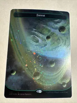 MTG - Unfinity #495 Forest (495) (Borderless) (Galaxy Foil) Magic The Gathering - Image 1