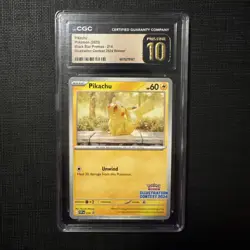 CGC Pristine 10 Pikachu Pokemon Card #214 Black Star Promo Illustration Contest - Image 1