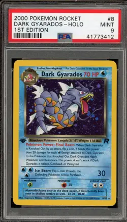 Pokemon Dark Gyarados Team Rocket 1st Edition Holo Rare #8 PSA 9 Mint - Image 1