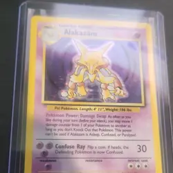Pokemon Alakazam 001/102 Base Set Holo Damaged - Rare Ken Sugimori English 1999 - Image 1