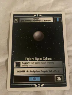 Star Trek CCG 1E WB95 EXPLORE DYSON SPHERE Rare Card NEVER PLAYED - Image 1