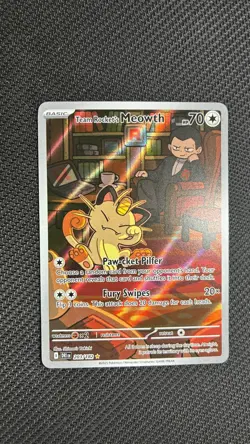 Pokemon Team Rocket's Meowth 203/182 Sv10 Destined Rivals Illustration Rare Full - Image 1