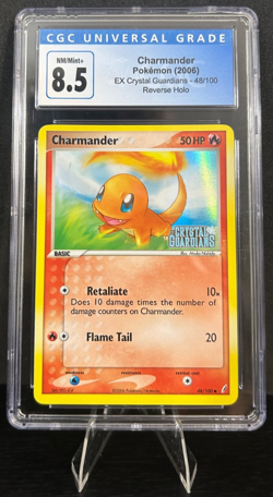 2006 POKEMON EX CRYSTAL GUARDIANS 48/100 CHARMANDER REVERSE HOLO CGC 8.5 - Image 1