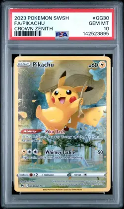 2023 POKEMON SWORD & SHIELD CROWN ZENITH #GG30 FULL ART/PIKACHU PSA 10 - Image 1