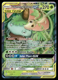 Pokemon Cards Venusaur & Snivy GX 1/236 Cosmic Eclipse Holo Rare GX NM *2 - Image 1