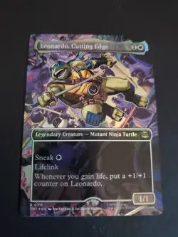 Leonardo, Cutting Edge (Borderless Foil) TMT MTG Ninja Turtles NM - Image 1