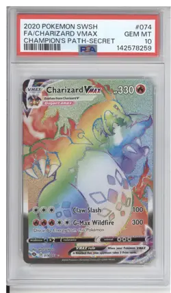 Charizard VMax 074/073 Pokemon PSA 10 GEM MT Champion's Path Rainbow Secret Rare - Image 1