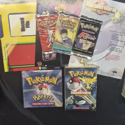 Pokemon Thunderstorm Gift Box Opened NEAR COMPLETE W/3 SEALED Boosters + FS Deck 742818062237 - Image 5