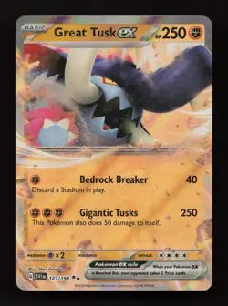 Great Tusk ex 123/198 Double Rare Scarlet & Violet Pokemon Near Mint - Image 1