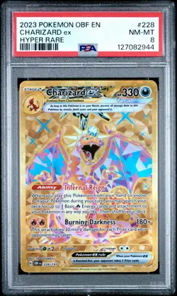 2023 Pokemon OBF EN Obsidian Flames Charizard Ex Hyper Rare #228/197 PSA 8 - Image 1