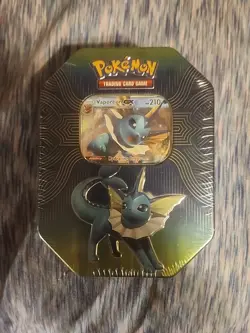 Pokemon TCG Elemental Power Tin Box Vaporeon GX Promo Card Booster English - Image 1