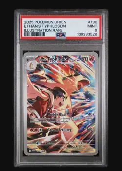 Ethan’s Typhlosion PSA 9 190 Destined Rivals Illustration Rare Pokemon - Image 1