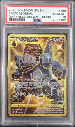 2020 POKEMON SWORD & SHIELD DARKNESS ABLAZE #198 FA/COALOSSAL SECRET PSA 10 - Image 1